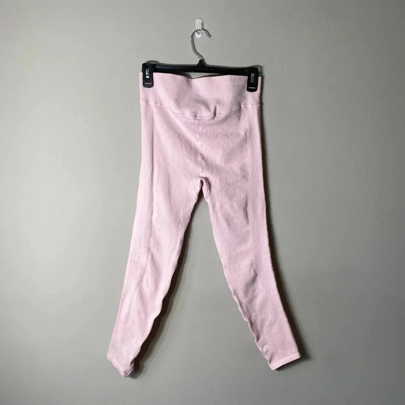 FP Movement Free People Women's M/L Ribbed Stretch Workout Leggings Baby Pink - Picture 7 of 13